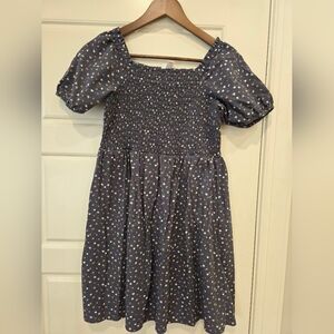 Cat & Jack Navy Floral Puff Sleeve Dress